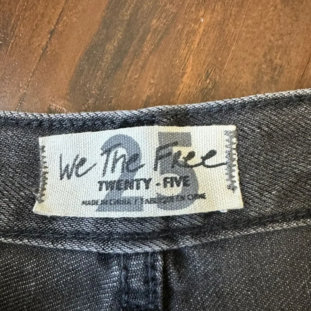 WE THE FREE Good Vibration Cut-Off Jean Shorts Gray Distressed